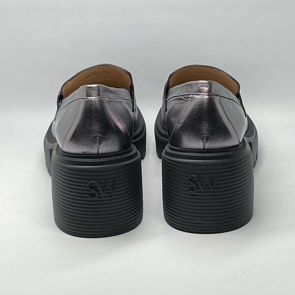 Stuart Weitzman Metallic Leather Lug-Sole Loafers size 8.5 - Picture 6 of 12